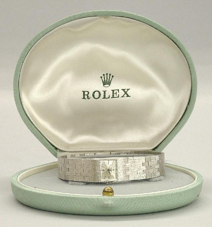 Appraisal: Rolex Precision k white gold lady's bracelet watch jewels reference