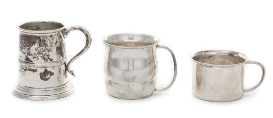 Appraisal: Sale Lot Three American Silver Child's Cups comprising two examples