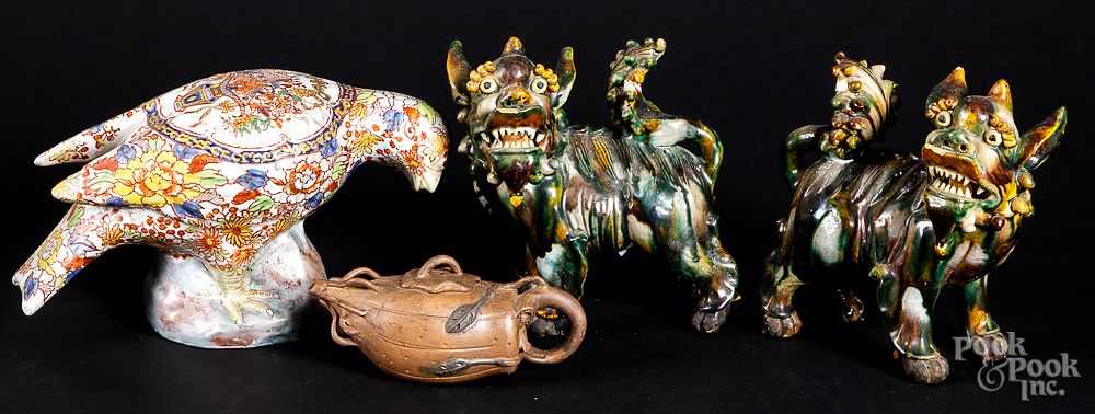 Appraisal: Pair of Chinese sancai foo lions etc Pair of Chinese