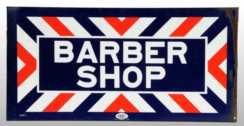 Appraisal: Porcelain Barber Shop Flange Sign Description s to s Rain