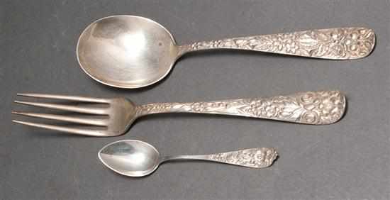 Appraisal: Assorted American repousse sterling silver flatware late th century comprising