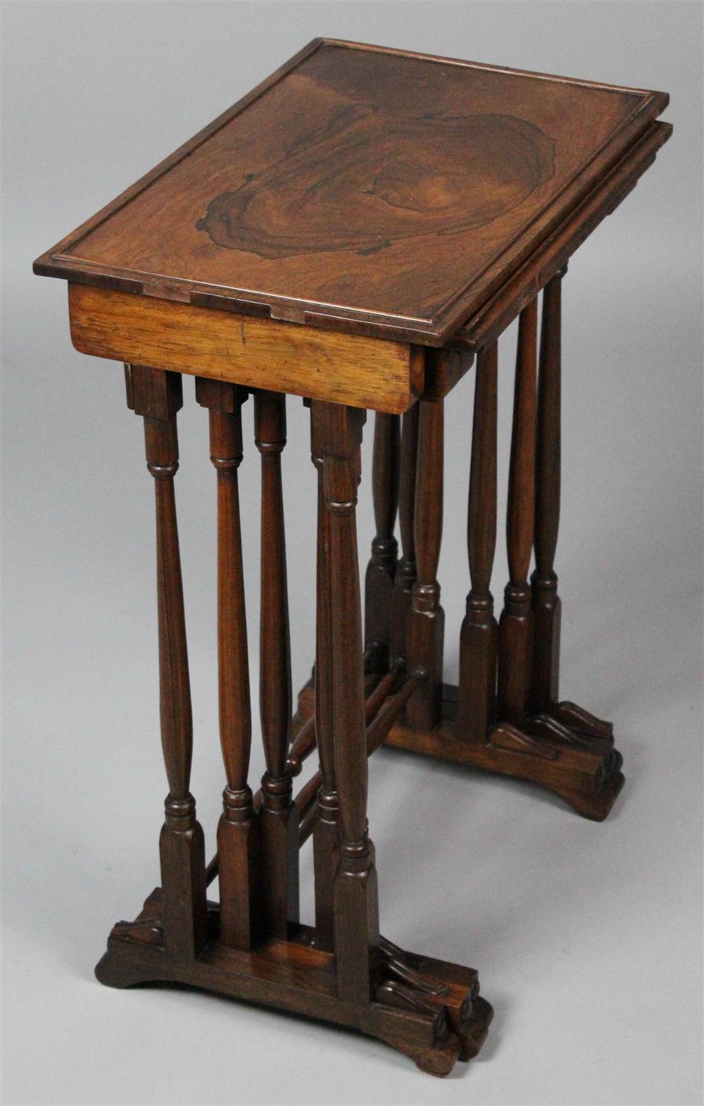 Appraisal: SET OF THREE ROSEWOOD NESTING TABLES having a rectangular form