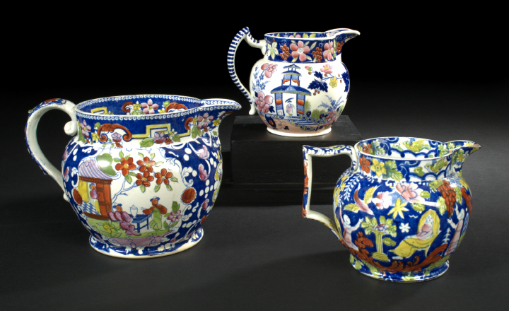 Appraisal: Three Pieces of English Transfer-Printed and Polychromed Ironstone and Pottery