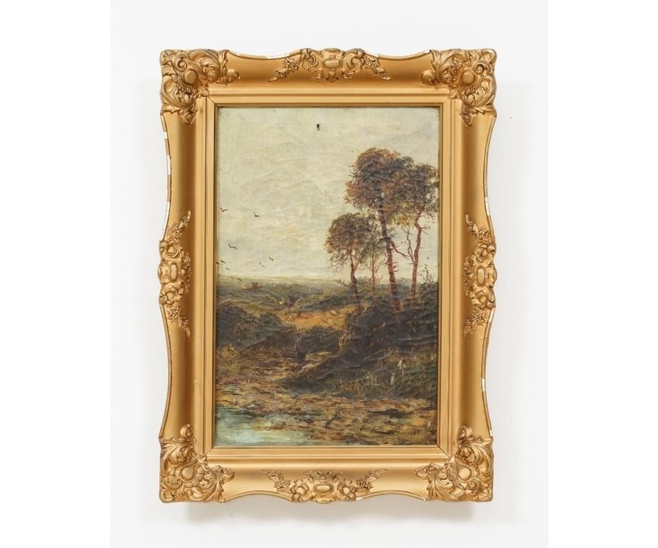 Appraisal: Oil on canvas landscape with birds unsigned late th c