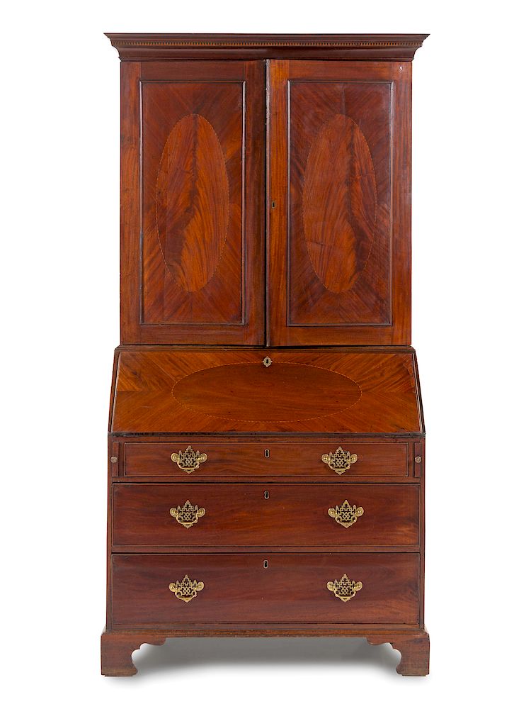 Appraisal: A George III Mahogany Slant-Front Secretary A George III Mahogany