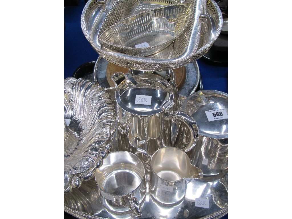 Appraisal: Tray of EP - hotelware basket tazza serving tray etc