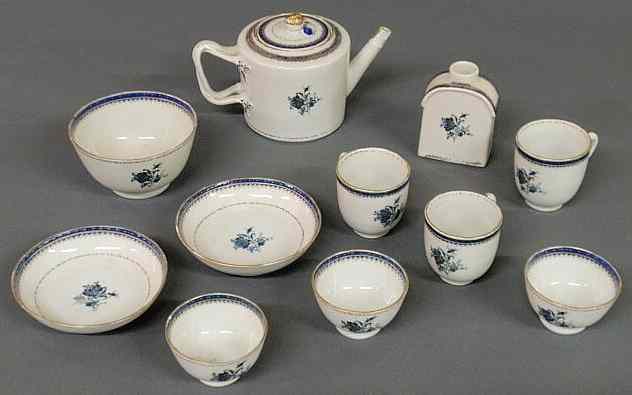 Appraisal: Small Chinese export blue and white tea service- teapot h