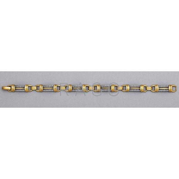 Appraisal: PHILIPPE CHARRIOL K GOLD AND STEEL LINK BRACELET Condition Report