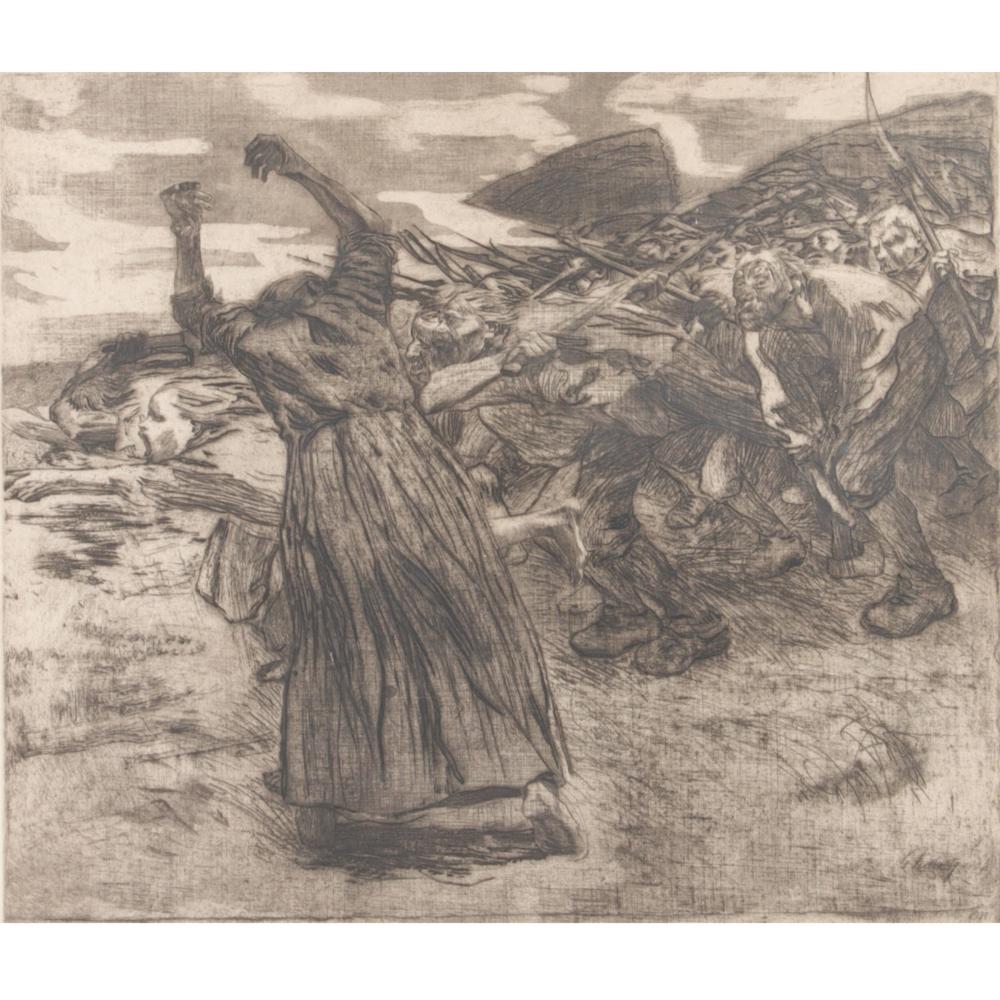 Appraisal: KATHE KOLLWITZ LOSBRUCH REVOLT ETCHING AND AQUATINT H X W