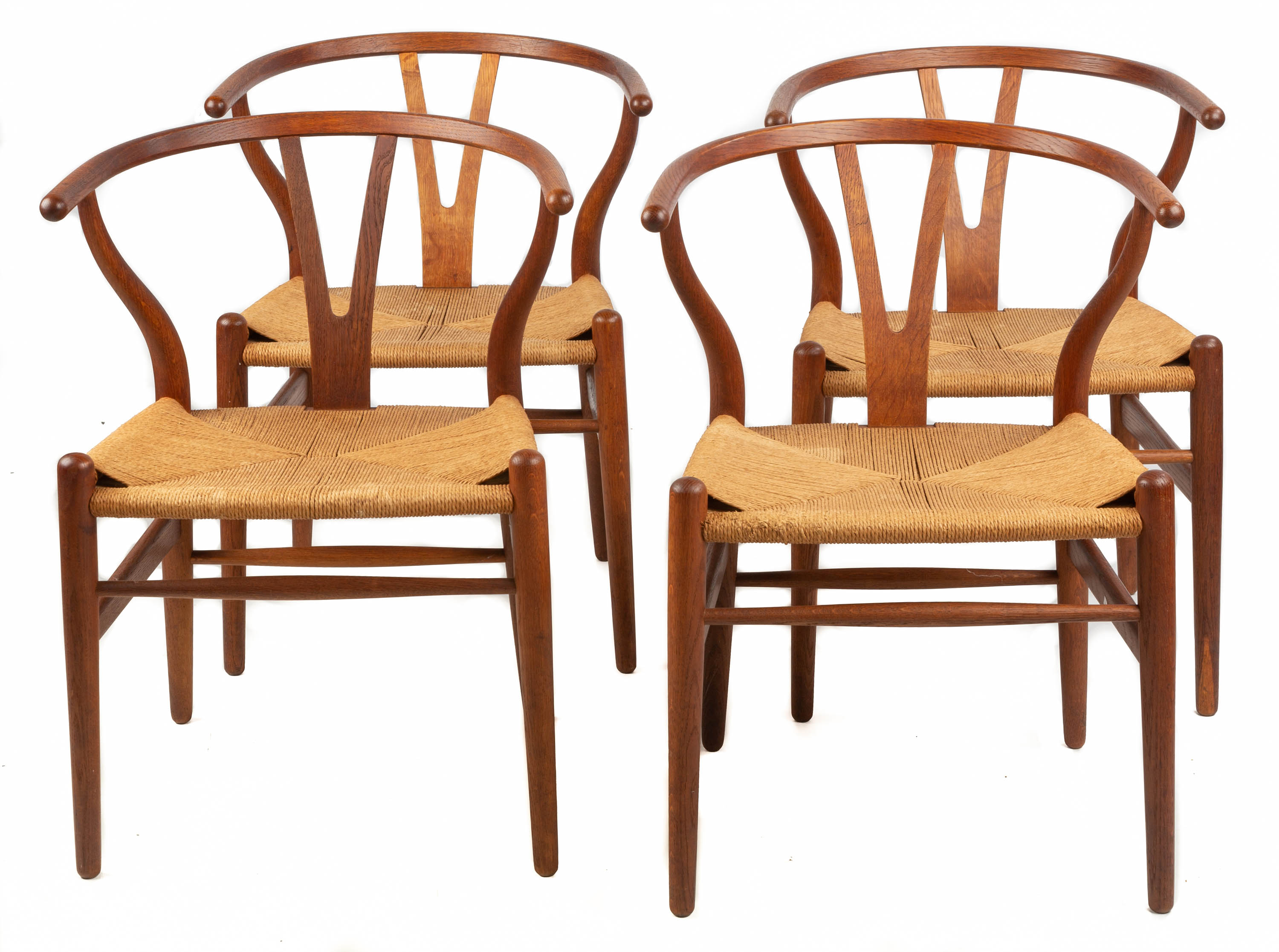 Appraisal: HANS WEGNER DANISH - SET OF FOUR WISHBONE CHAIRS Walnut