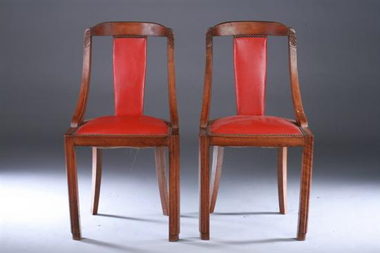 Appraisal: SET FOUR ART DECO WALNUT DINING CHAIRS Early th century