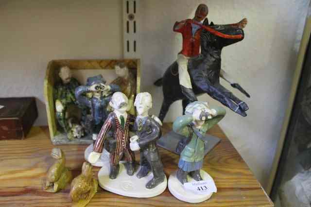 Appraisal: A COLLECTION OF SMALL CONTEMPORARY STUDIO POTTERY FIGURES by Steve