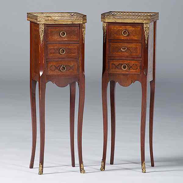 Appraisal: French Louis XV-Style Commode Stands French th century A pair