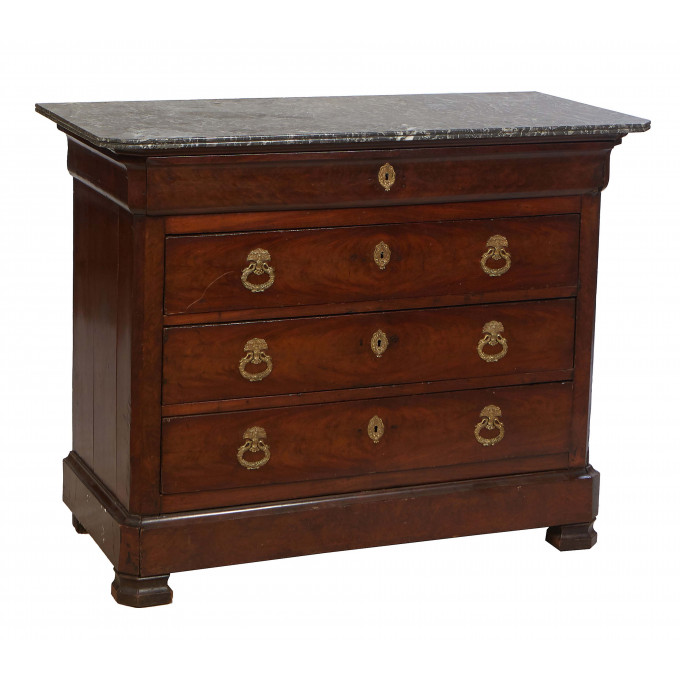 Appraisal: French Louis Philippe Carved Walnut Marble Top Commode th c