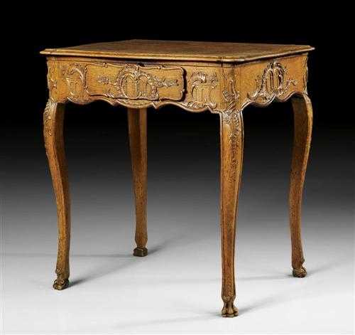 Appraisal: CARVED OAK SALON TABLE Louis XV Aachen-Liege circa Carved with