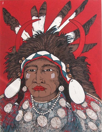 Appraisal: Plains Indian Chief Artist Star Kevin Red American born Date