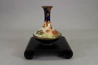 Appraisal: Blue Ground Japanese Satsuma Vase on Stand Blue Ground Japanese