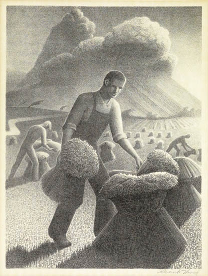 Appraisal: GRANT WOOD Approaching Storm Lithograph x mm x inches wide