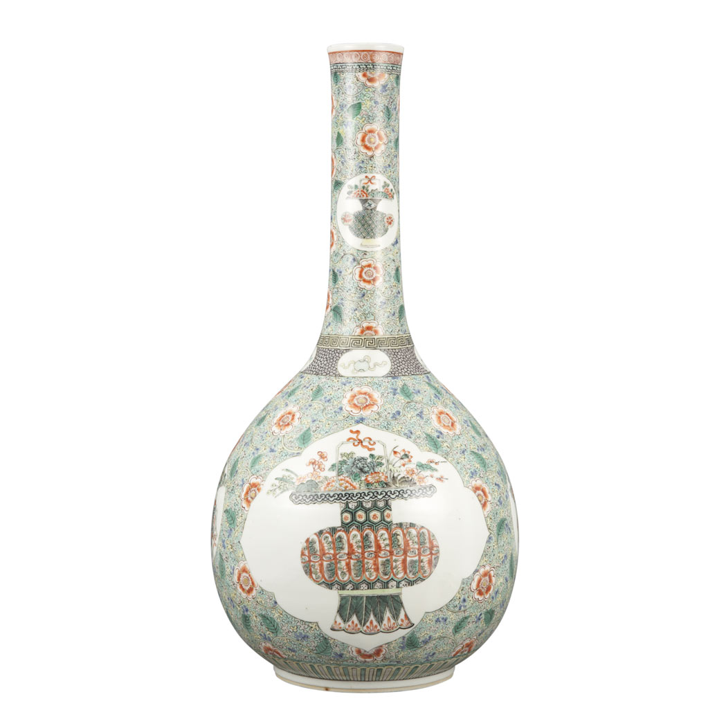 Appraisal: Chinese Famille Verte Glazed Porcelain Vase th Century Of ovoid