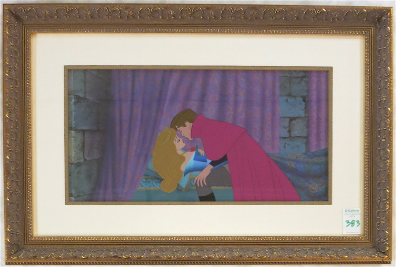 Appraisal: DISNEY HAND PAINTED CHARACTER CEL Love's True Kiss scene from