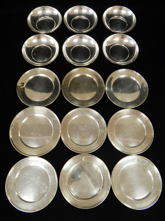 Appraisal: STERLING fifteen pieces all marked sterling six shallow bowls diam