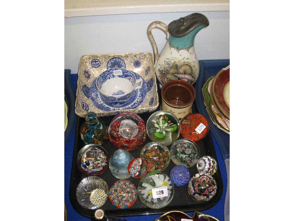 Appraisal: Tray lot comprising assorted paperweights - Mdina Caithness etc Spode