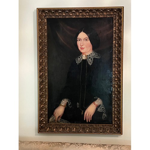 Appraisal: Antique th century unknown Portrait of lady in black dress