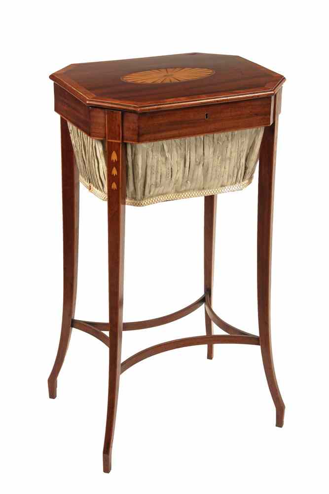 Appraisal: SEWING STAND - English Hepplewhite Octagonal Sewing Stand in mahogany