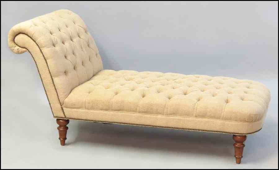 Appraisal: UPHOLSTERED CHAISE LOUNGE With nailhead trim H '' W ''