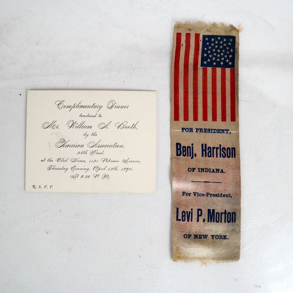 Appraisal: Unlisted Benj Harrison Levi Morton Silk Ribbon Unlisted Benj Harrison