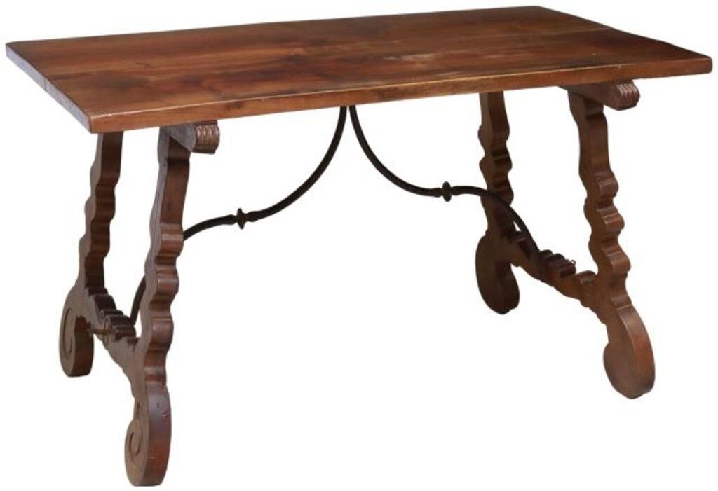 Appraisal: Spanish Baroque style walnut table th th c having two-board