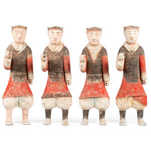 Appraisal: Four Chinese Terracotta Warrior Figures each standing figure depicting a