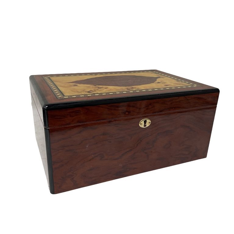 Appraisal: Cherry Wood Cigar Humidor Cherry Wood Cigar Humidor Measures inches