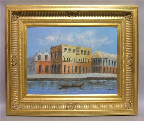 Appraisal: VIEW OF VENICE Oil on canvas x in Framed