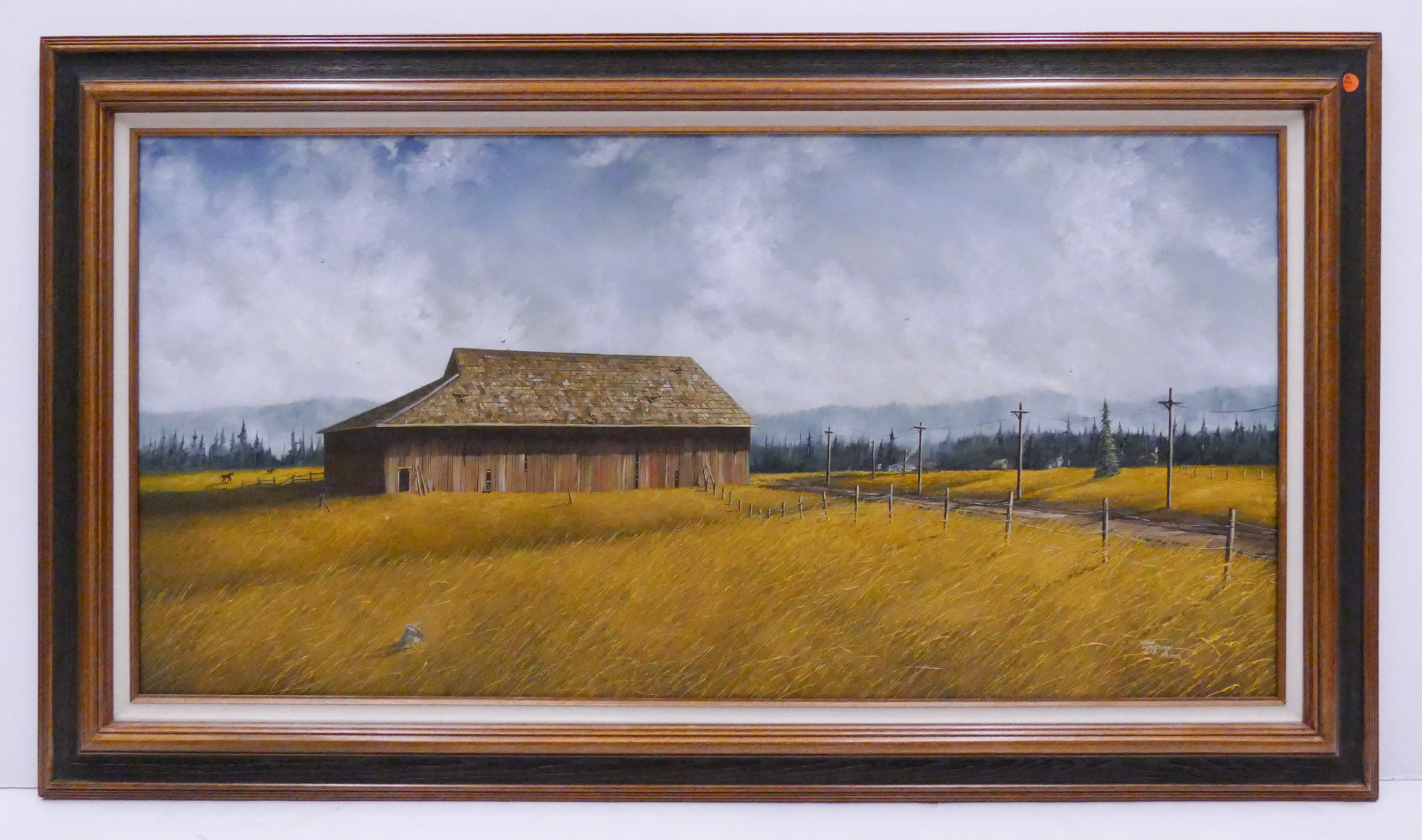 Appraisal: Large Gene Waggoner Ranch Scene Oil Painting Framed Dated Measures