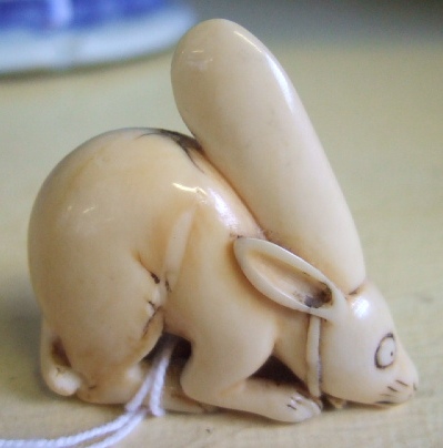 Appraisal: A Japanese ivory netsuke th century modelled as a hare