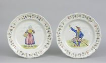 Appraisal: Pair of Quimper-style Platters French Large pair of earthenware chargers