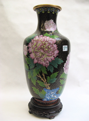 Appraisal: LARGE CHINESE CLOISONNE VASE with colorful floral and bird decoration