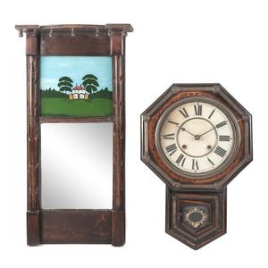 Appraisal: An American Mahogany Mirror and Wall Clock th Century the