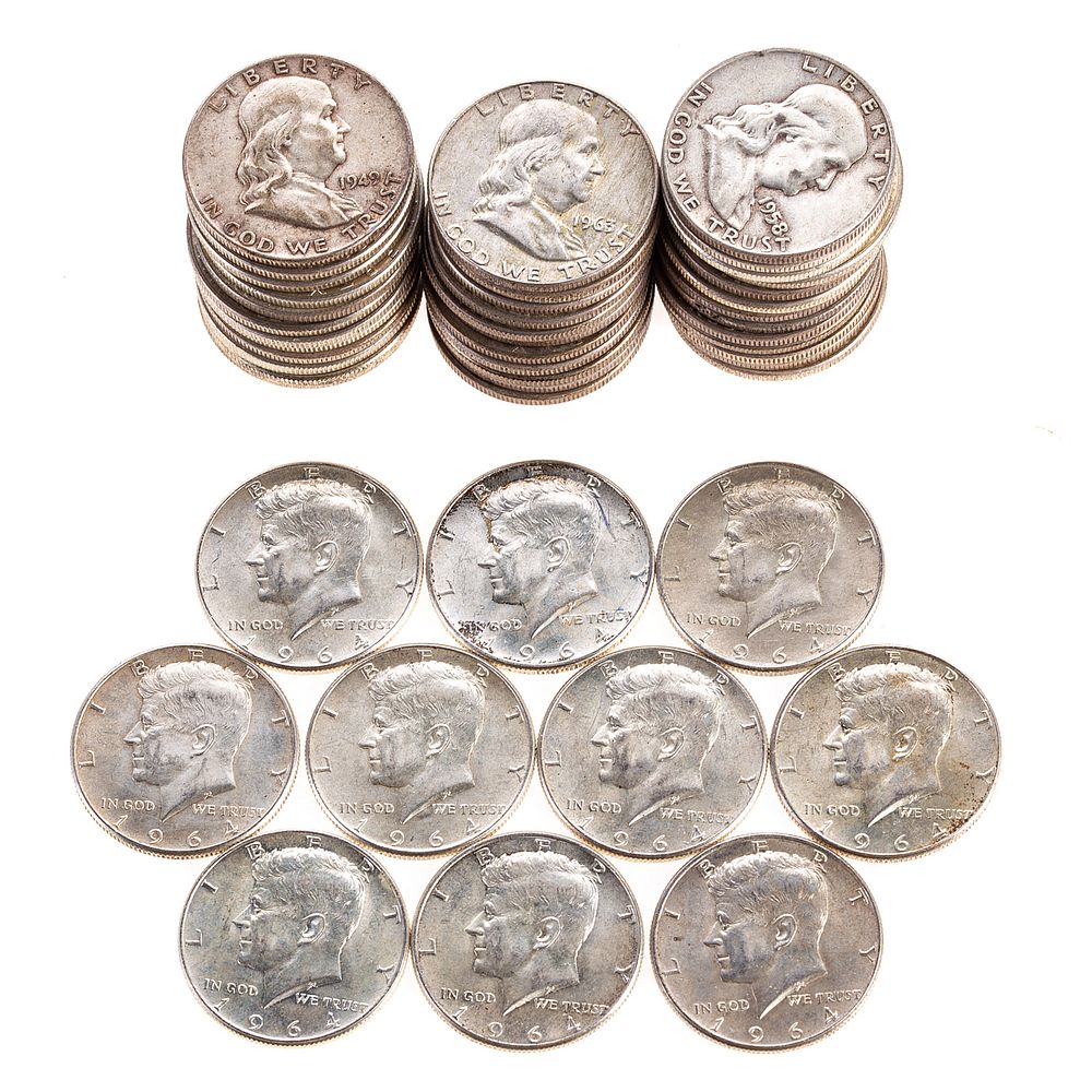 Appraisal: Silver Halves - Face - JFK and Franklin Halves -