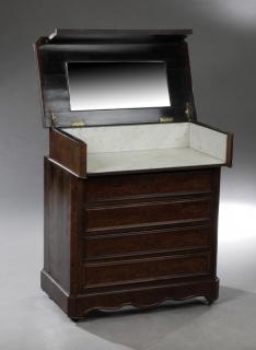 Appraisal: French Louis Philippe Carved Burled Walnut Marble Top Chemin-de-Fer Washstand