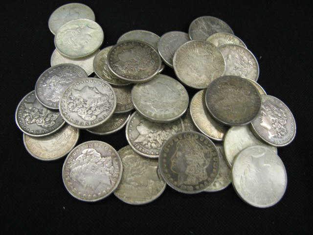 Appraisal: Old Silver Dollars Morgan Peace to 's estate mixture mostly