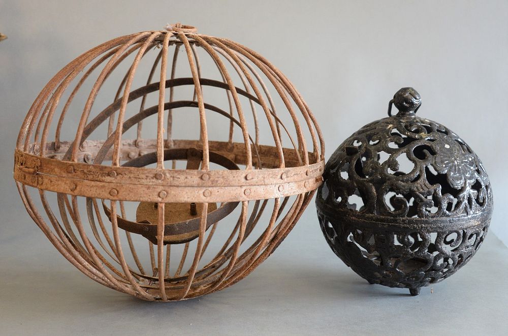 Appraisal: piece lot to include Wrought Iron Ship's Ball Style Hanging