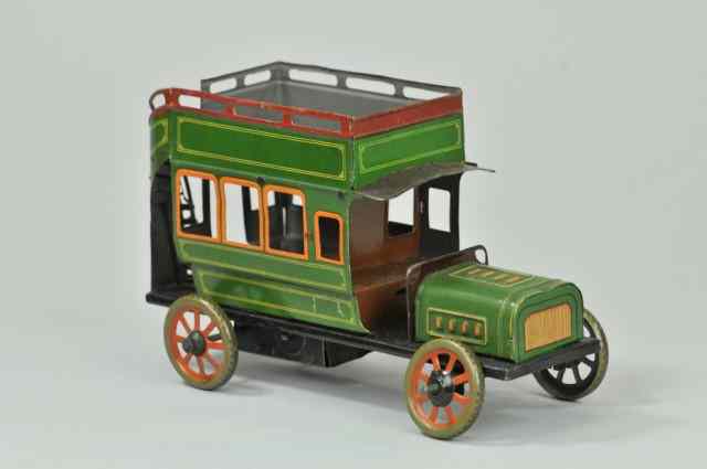 Appraisal: BING BUS Germany lithographed tin done in green body railed