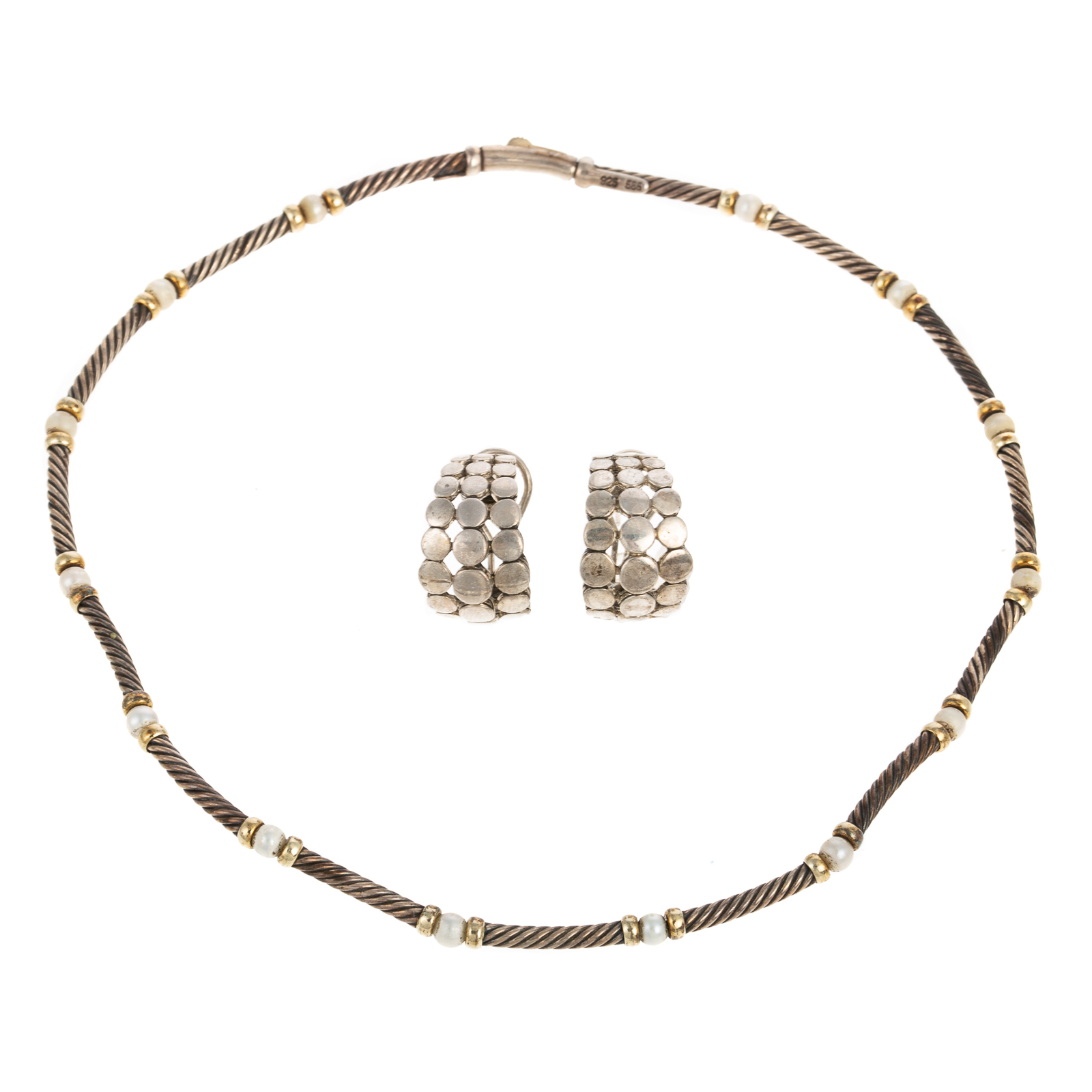 Appraisal: A DAVID YURMAN NECKLACE JOHN HARDY EARRINGS David Yurman K