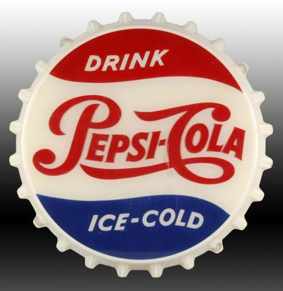 Appraisal: Pepsi Cola Light-Up Bottle Cap Sign Description Circa s Plastic