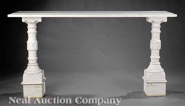 Appraisal: An Antique Renaissance-Style Carrara Marble Console th c the thick