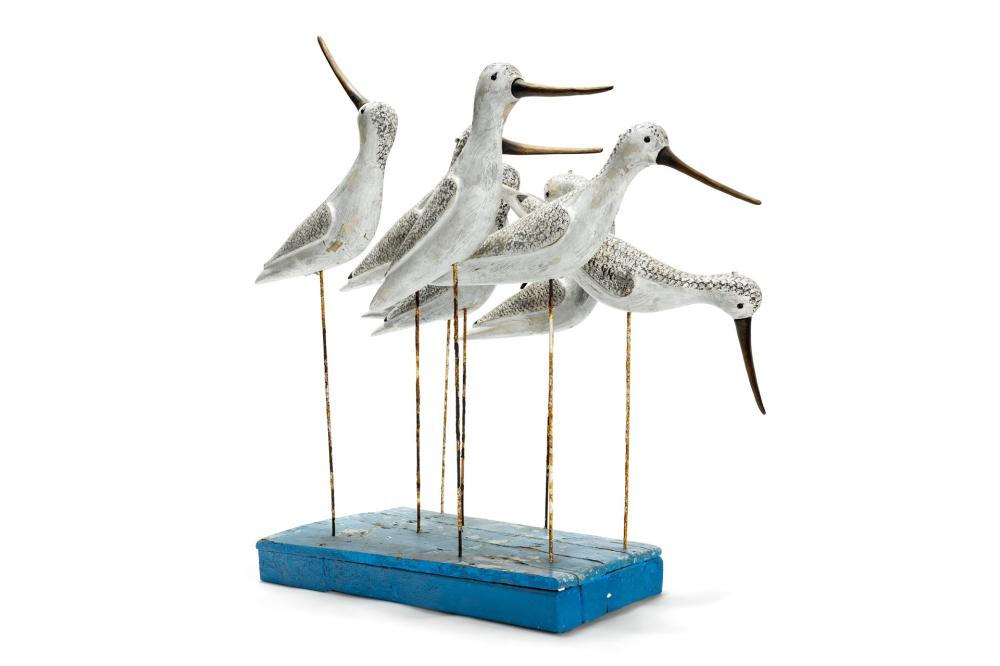 Appraisal: GUY TAPLIN British b Eight Shorebirds carved and painted wood