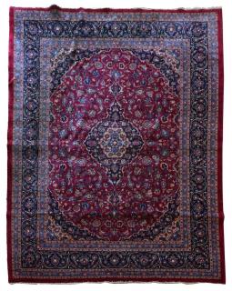 Appraisal: PERSIAN KASHAN HAND-TIED RUG ' x ' Persian Kashan rug