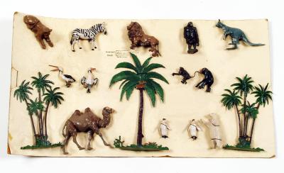 Appraisal: Britains Zoo Set thirteen animals and three palm trees mounted